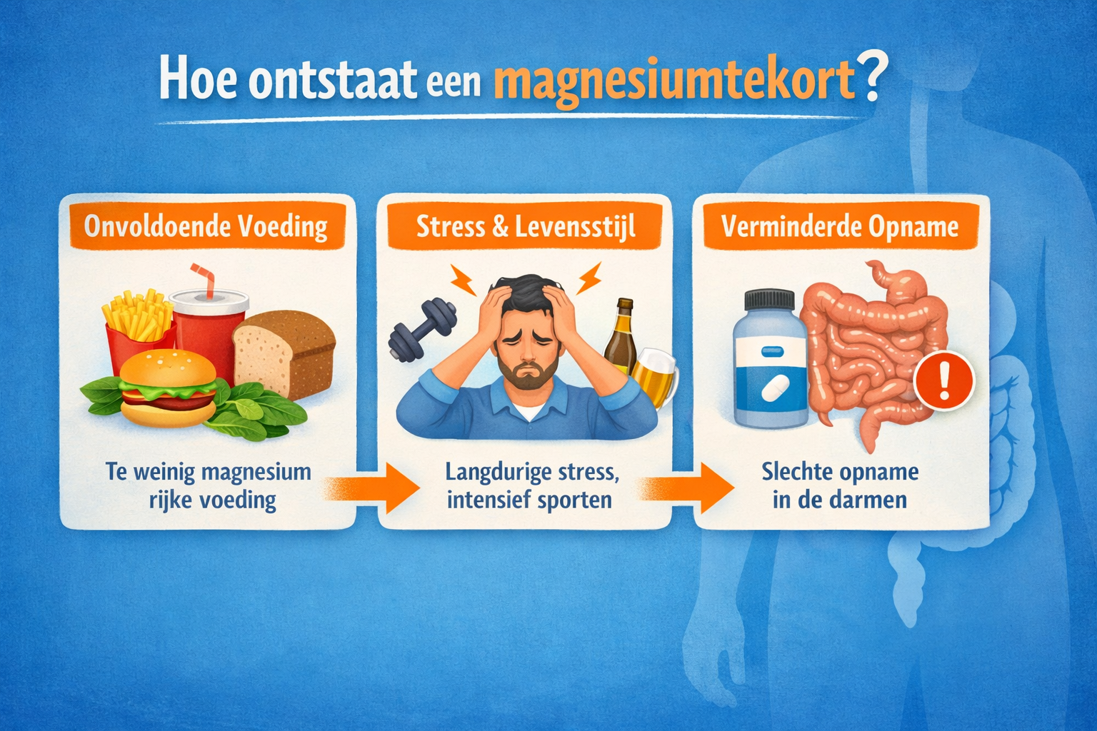 Hoe ontstaat een magnesiumtekort door stress, voeding en slechte opname