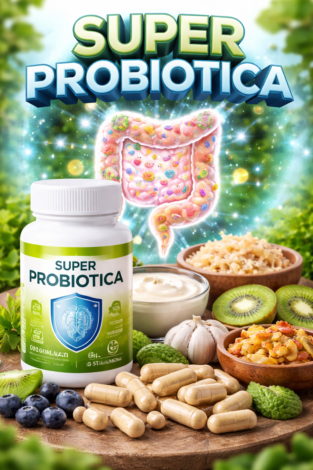 Gezonde darmflora met goede bacteriën uitleg infographic probiotica