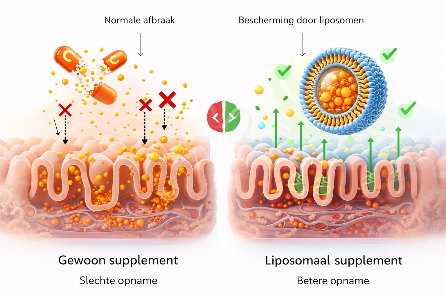 Liposomaal supplement met vitamine C in vloeibare vorm voor optimale absorptie