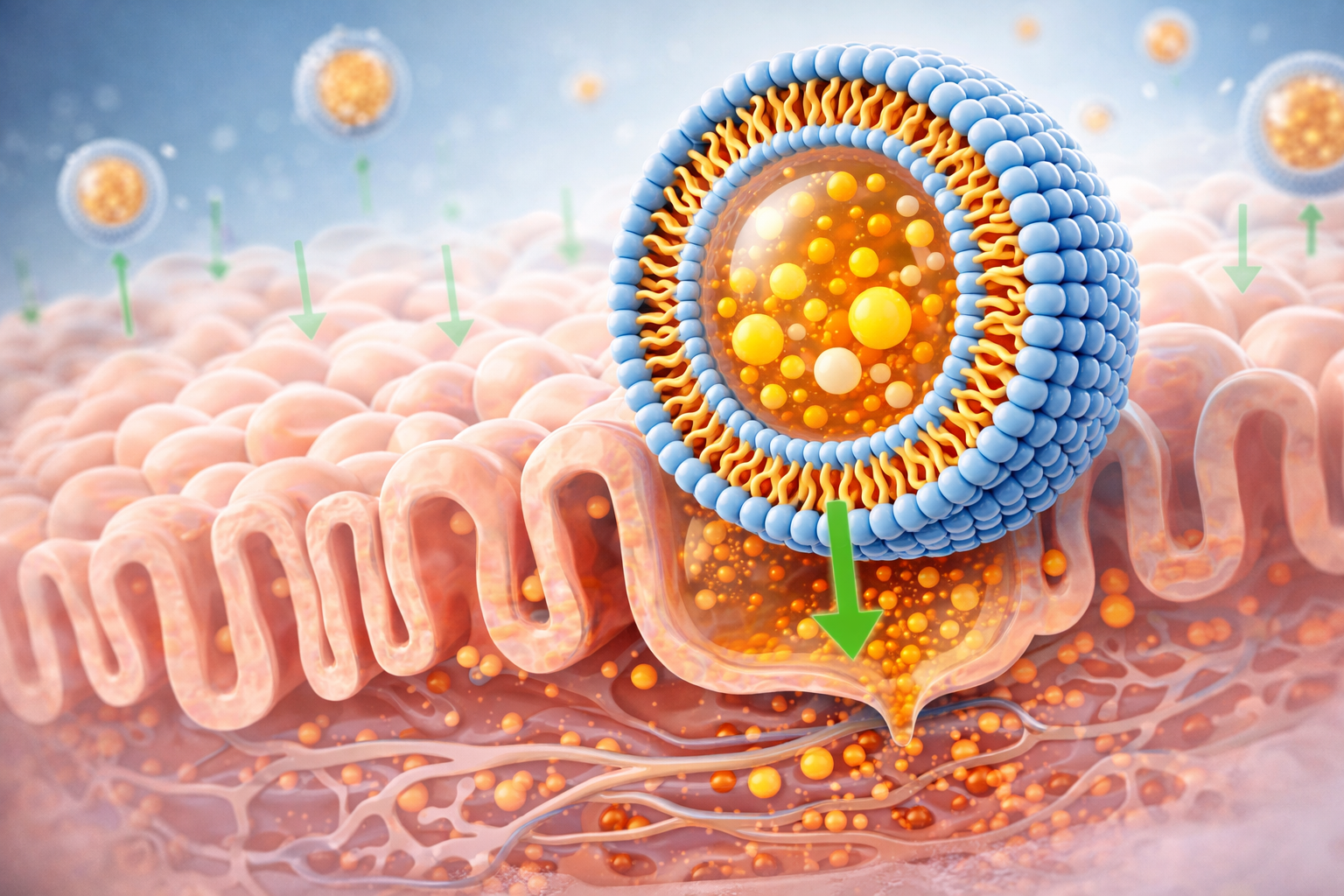 Vergelijking tussen liposomale en gewone supplement opname in de darmen